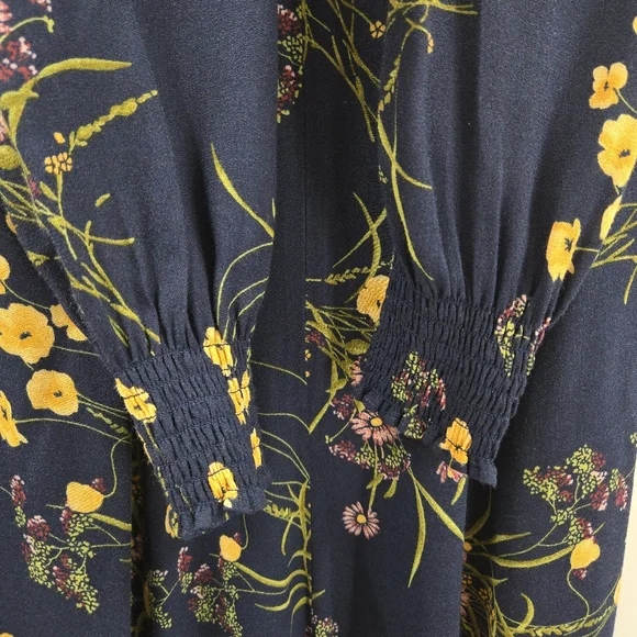 Reformation Wallflower Dress Navy Floral Long Sleeve - Picture 10 of 16